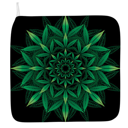 Cannabis Leaf Mandala Print Hand Towel