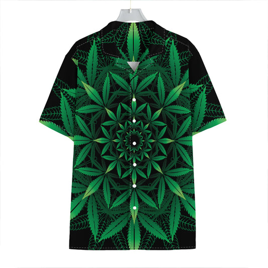Cannabis Leaf Mandala Print Hawaiian Shirt