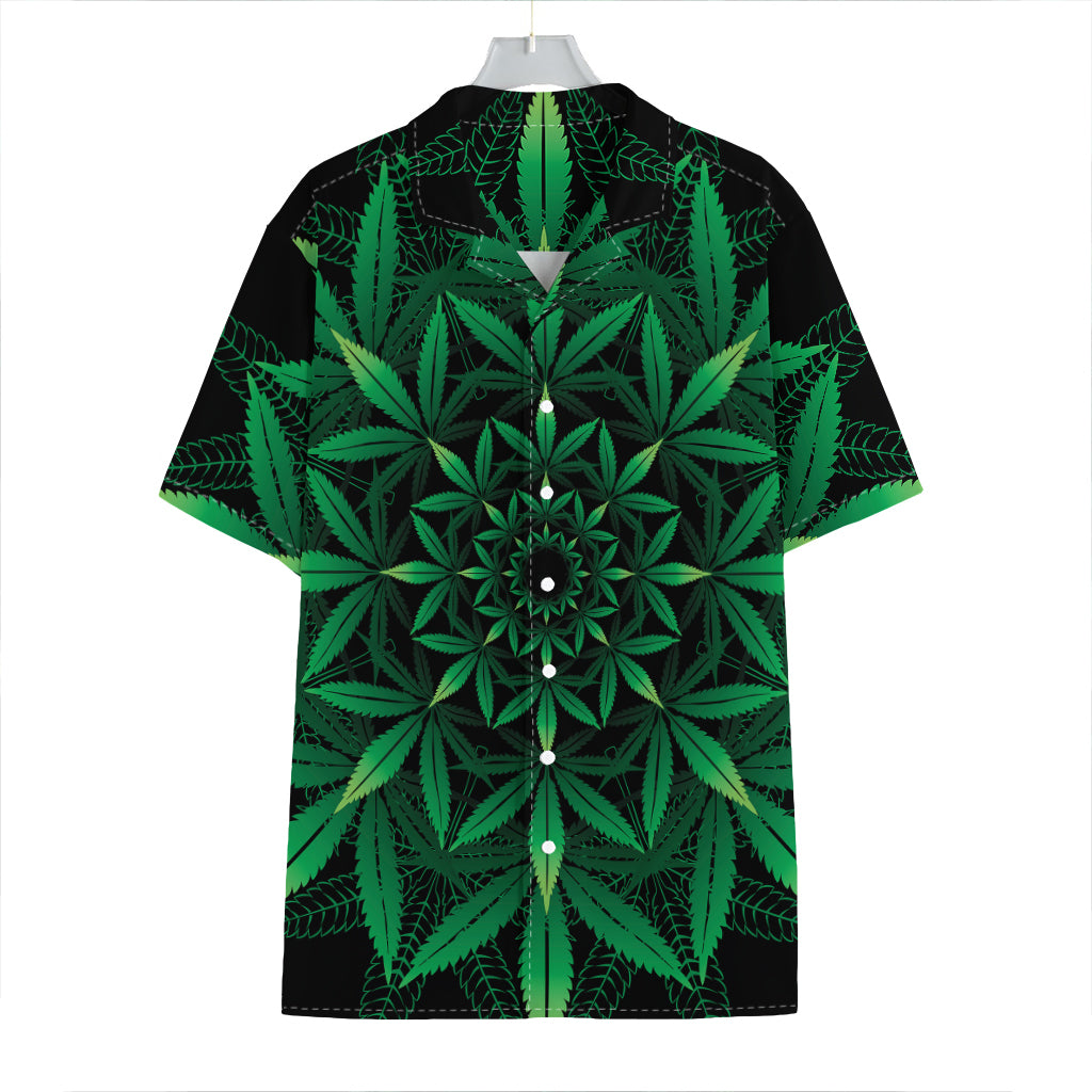 Cannabis Leaf Mandala Print Hawaiian Shirt