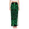 Cannabis Leaf Mandala Print High Slit Maxi Skirt