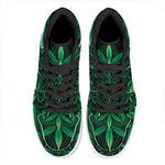Cannabis Leaf Mandala Print High Top Leather Sneakers
