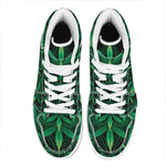 Cannabis Leaf Mandala Print High Top Leather Sneakers
