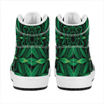 Cannabis Leaf Mandala Print High Top Leather Sneakers