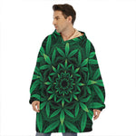 Cannabis Leaf Mandala Print Hoodie Blanket