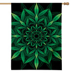 Cannabis Leaf Mandala Print House Flag