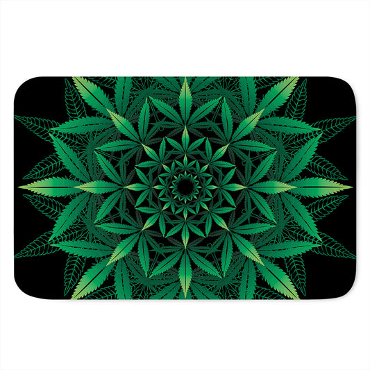 Cannabis Leaf Mandala Print Indoor Door Mat