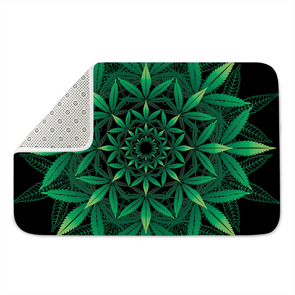 Cannabis Leaf Mandala Print Indoor Door Mat