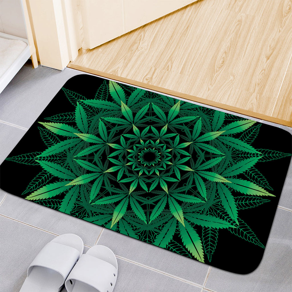 Cannabis Leaf Mandala Print Indoor Door Mat