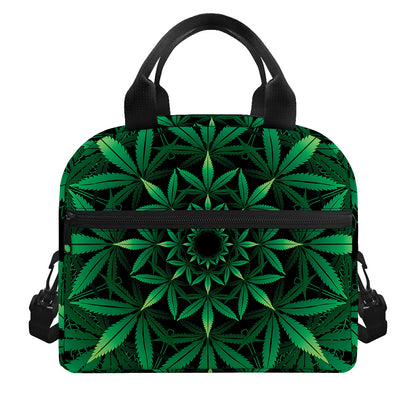 Cannabis Leaf Mandala Print Insulated Lunch Bag