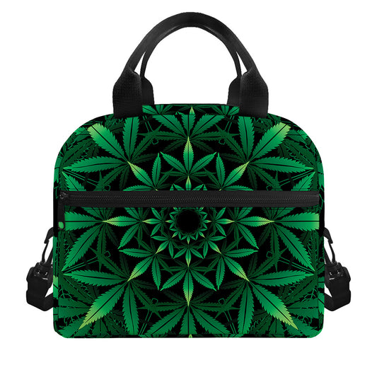 Cannabis Leaf Mandala Print Insulated Lunch Bag