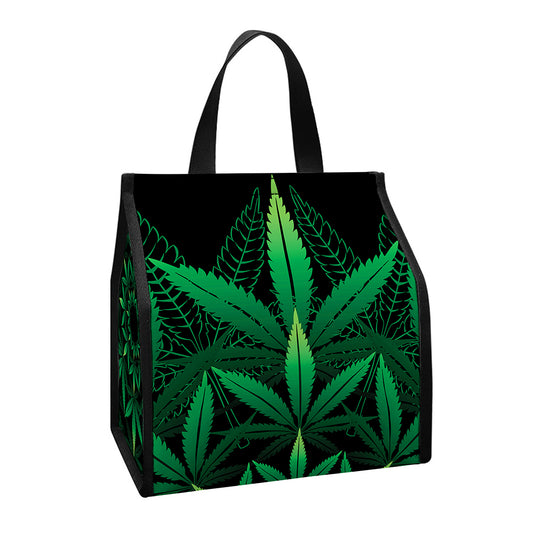 Cannabis Leaf Mandala Print Insulated Lunch Tote