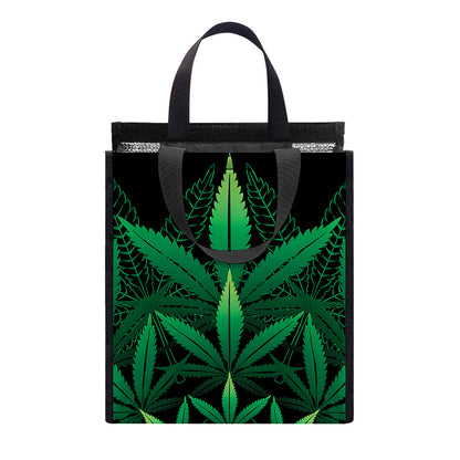 Cannabis Leaf Mandala Print Insulated Lunch Tote