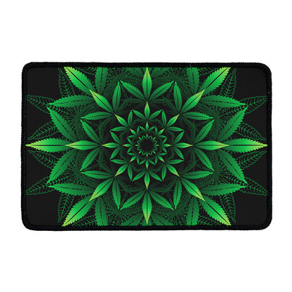 Cannabis Leaf Mandala Print Kitchen Mat