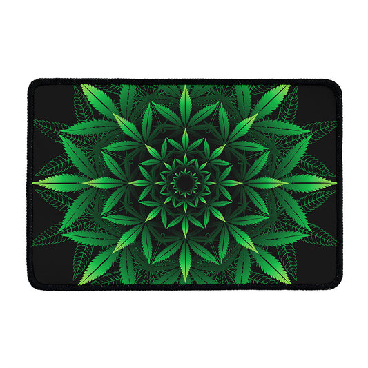 Cannabis Leaf Mandala Print Kitchen Mat