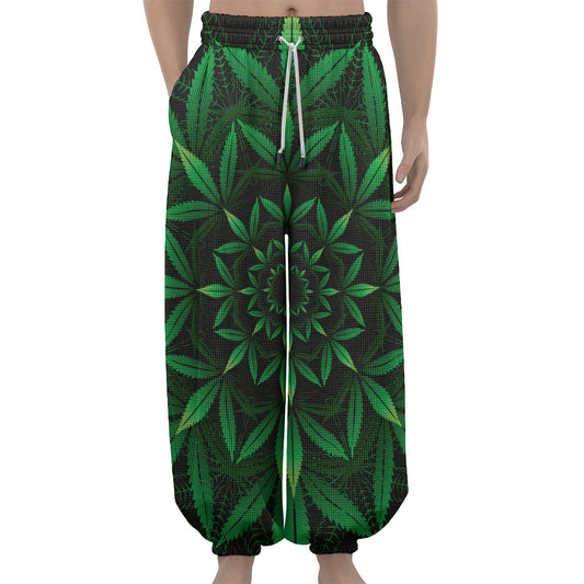 Cannabis Leaf Mandala Print Lantern Pants