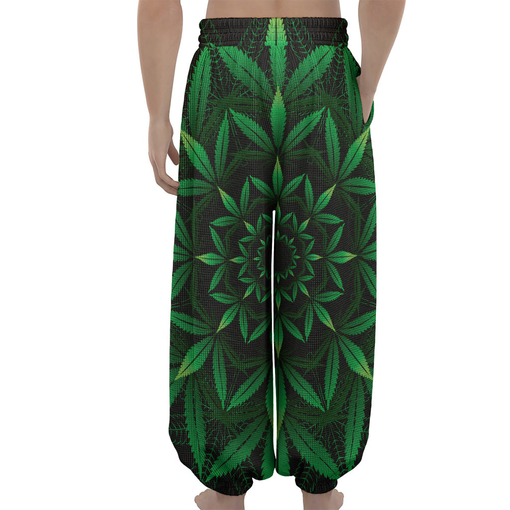 Cannabis Leaf Mandala Print Lantern Pants