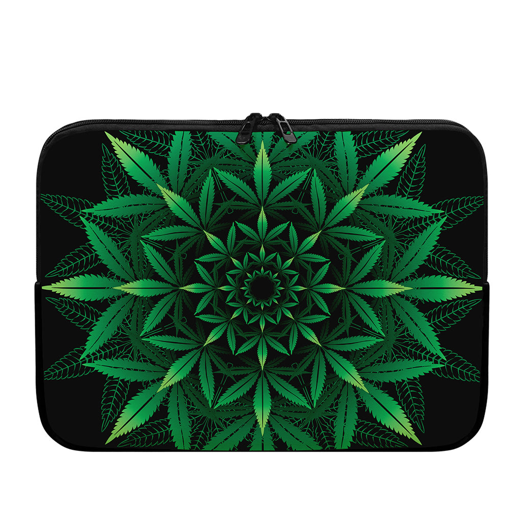 Cannabis Leaf Mandala Print Laptop Sleeve
