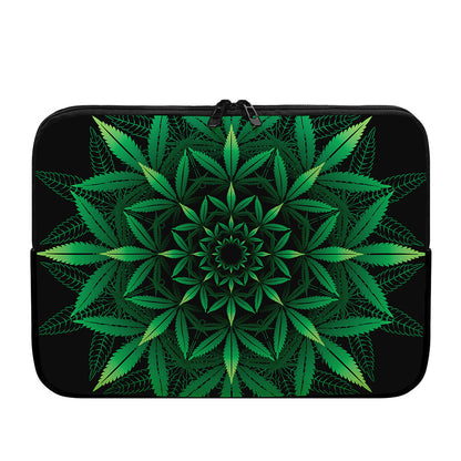 Cannabis Leaf Mandala Print Laptop Sleeve