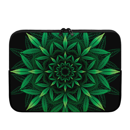 Cannabis Leaf Mandala Print Laptop Sleeve