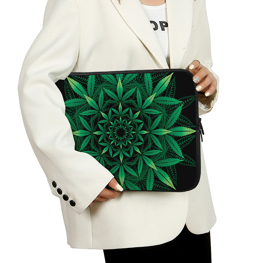 Cannabis Leaf Mandala Print Laptop Sleeve