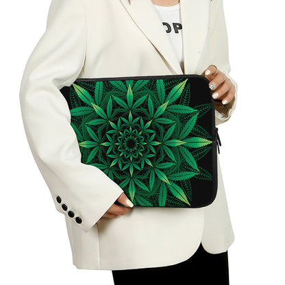 Cannabis Leaf Mandala Print Laptop Sleeve