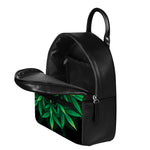 Cannabis Leaf Mandala Print Leather Backpack