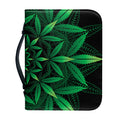 Cannabis Leaf Mandala Print Leather Bible Cover