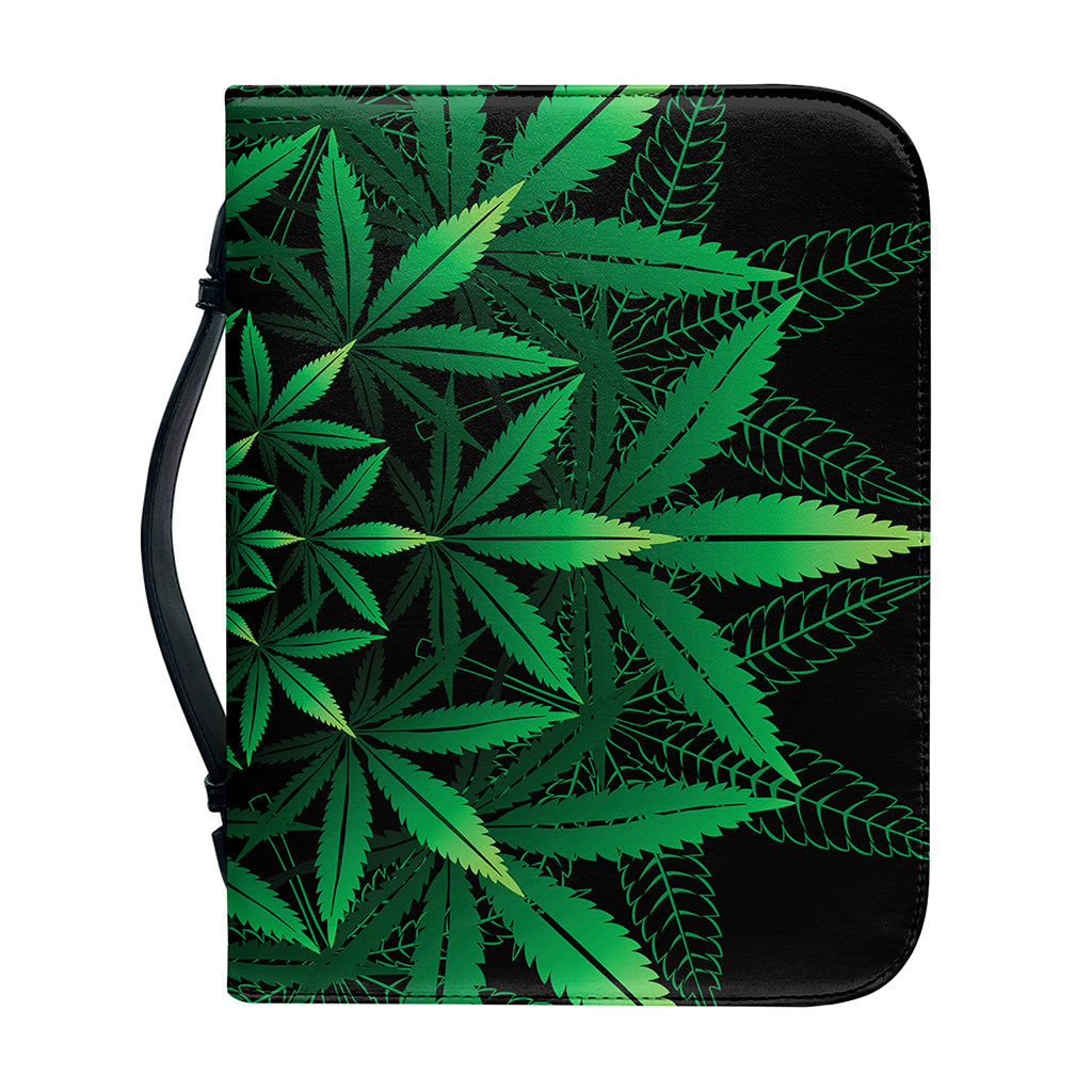 Cannabis Leaf Mandala Print Leather Bible Cover