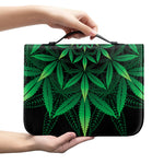 Cannabis Leaf Mandala Print Leather Bible Cover