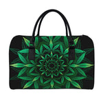 Cannabis Leaf Mandala Print Leather Duffle Bag