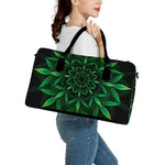 Cannabis Leaf Mandala Print Leather Duffle Bag