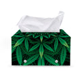 Cannabis Leaf Mandala Print Leather Tissue Box Cover