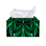 Cannabis Leaf Mandala Print Leather Tissue Box Cover