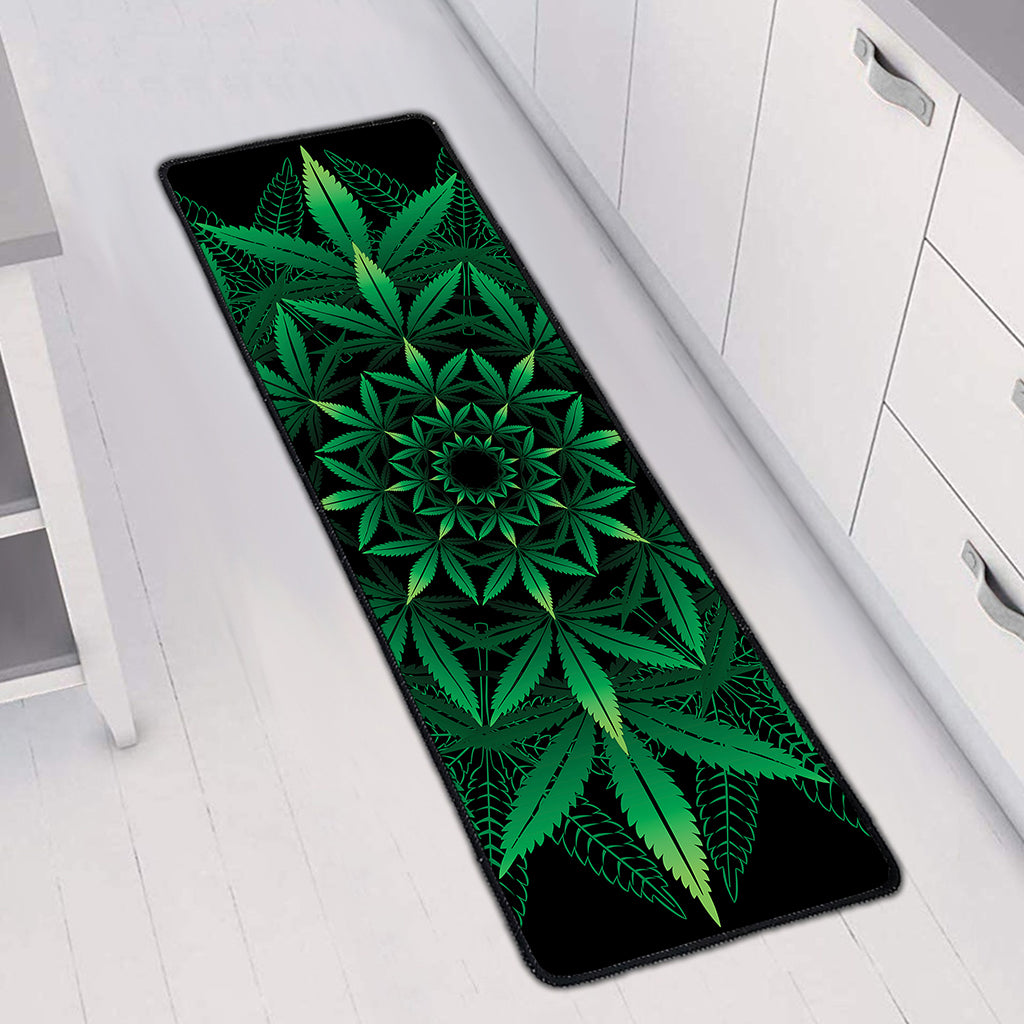 Cannabis Leaf Mandala Print Long Kitchen Mat