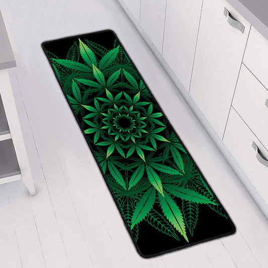 Cannabis Leaf Mandala Print Long Kitchen Mat