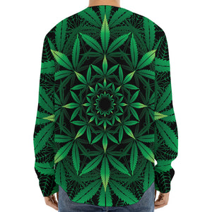 Cannabis Leaf Mandala Print Long Sleeve Baseball Jersey