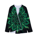 Cannabis Leaf Mandala Print Long Sleeve Short Coat