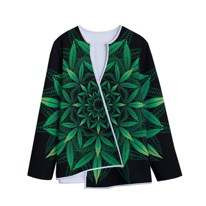 Cannabis Leaf Mandala Print Long Sleeve Short Coat