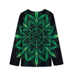 Cannabis Leaf Mandala Print Long Sleeve Short Coat