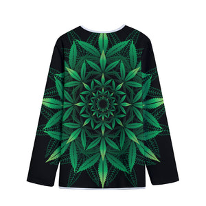 Cannabis Leaf Mandala Print Long Sleeve Short Coat