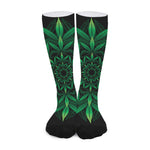 Cannabis Leaf Mandala Print Long Socks