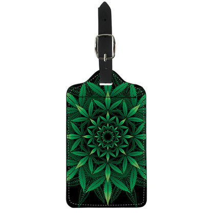 Cannabis Leaf Mandala Print Luggage Tag