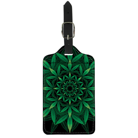 Cannabis Leaf Mandala Print Luggage Tag