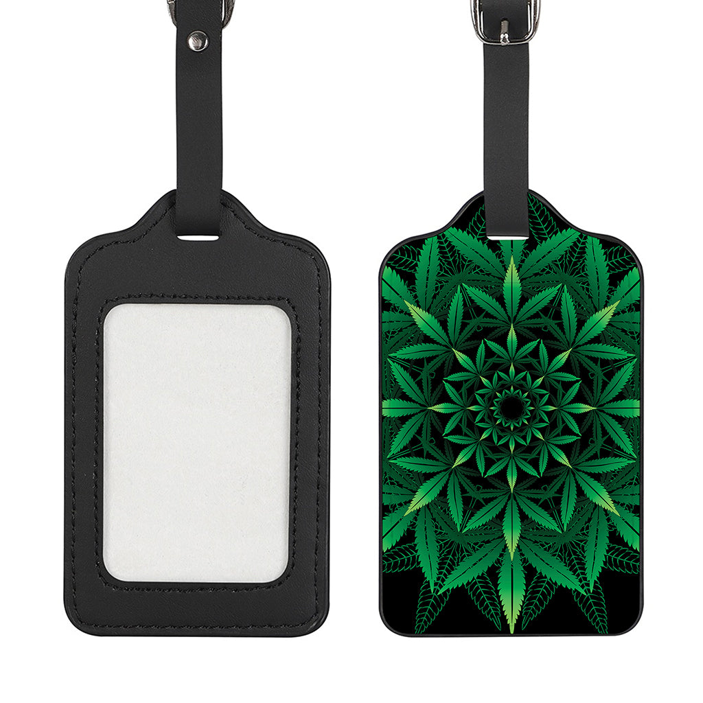 Cannabis Leaf Mandala Print Luggage Tag