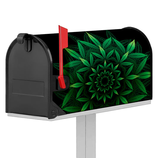 Cannabis Leaf Mandala Print Mailbox Cover