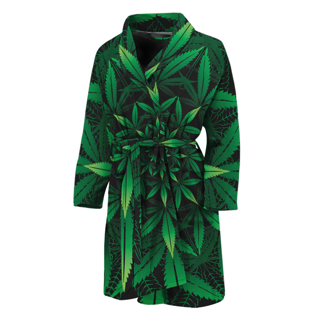 Cannabis Leaf Mandala Print Men's Bathrobe