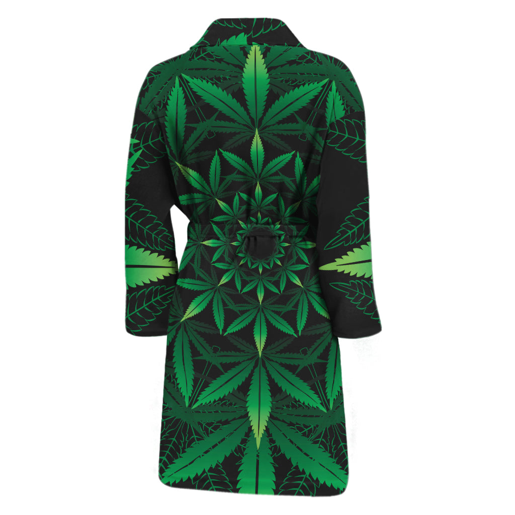 Cannabis Leaf Mandala Print Men's Bathrobe