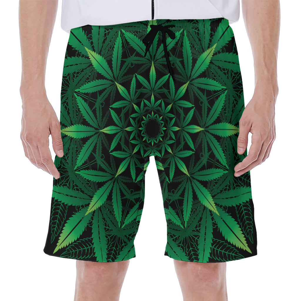 Cannabis Leaf Mandala Print Men's Beach Shorts