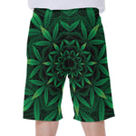 Cannabis Leaf Mandala Print Men's Beach Shorts