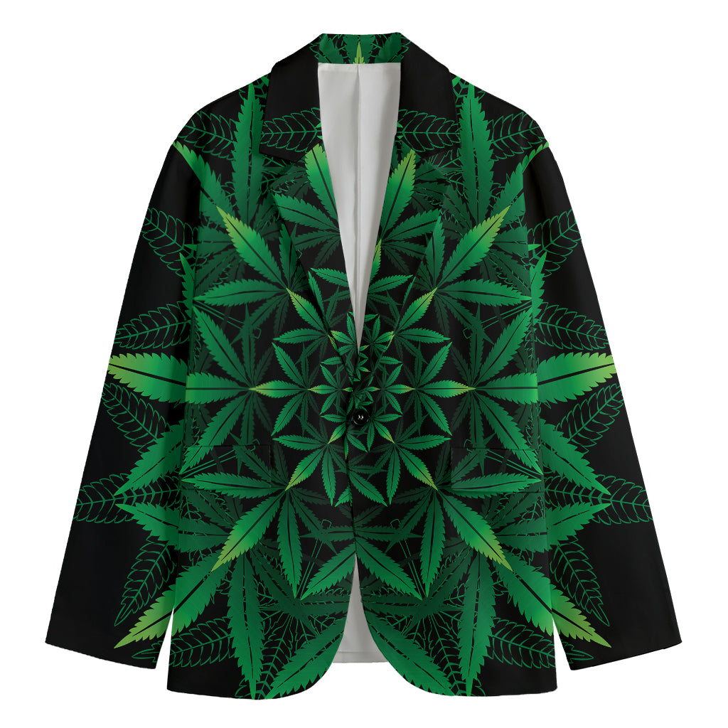 Cannabis Leaf Mandala Print Men's Blazer